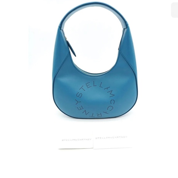 New STELLA MCCARTNEY Small Perforated Logo Alter Leather Hobo Bag - Teal - Picture 9 of 10